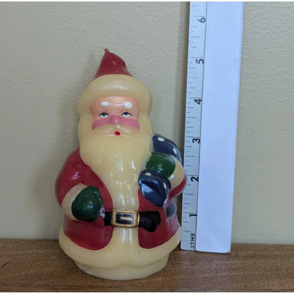 Vintage Santa Claus Molded Wax Figure Candle 5.5